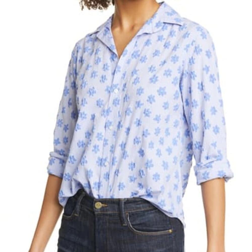 Frank & Eileen Blue floral Button down shirt M